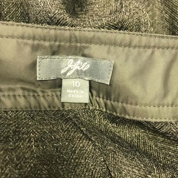 J. Jill Pant Womens 10 Brown Herringbone Tweed Look Mid Rise Flare Leg Pockets - Picture 4 of 11